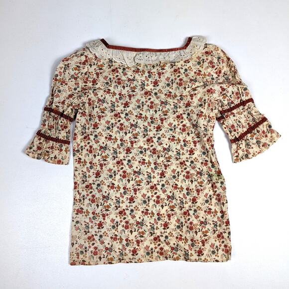 Vtg Marchela Incorporated Shirt Womens 28 M/L Floral Boho Hippie Bell Sleeve 70s - Picture 4 of 6